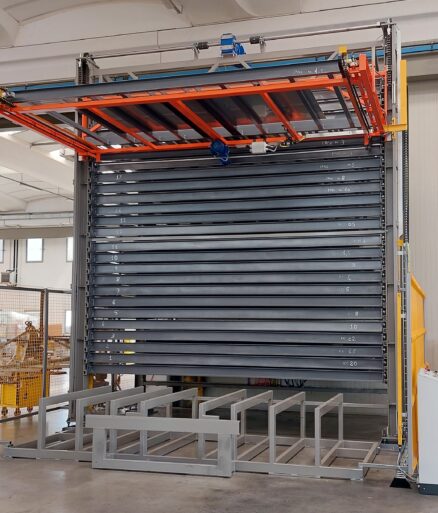 Automated shelving for sheet metal